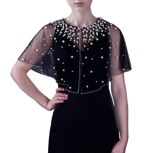 Châle de mariage transparent à bijoux avec perles scintillantes pour robe mariée