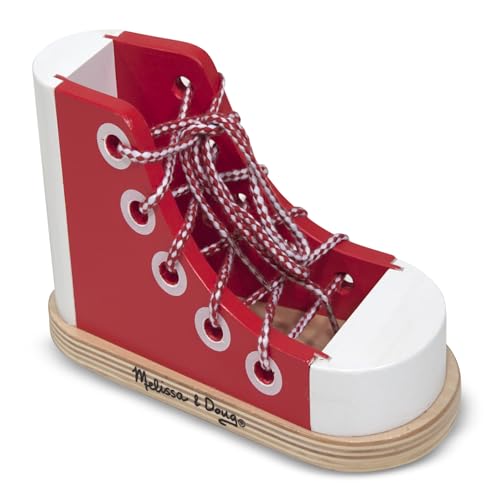Melissa & Doug Deluxe Wood Lacing Sneaker Skill Building Montessori Toy - image 4