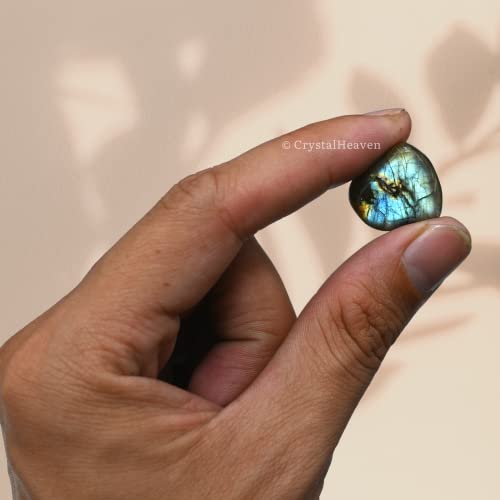 Image of Certified Labradorite Crystal Healing Tumbled Stone, Natural Polished Crystals for DIY Crafts, Manifestation, Meditation, Pooja Feng Shui and Reiki Healing (30 Grams)