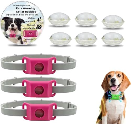 Tags for Dogs, Natural Collar for Dog, Waterproof Design, Adjustable Size for Small Medium and Large Dogs (red*3)