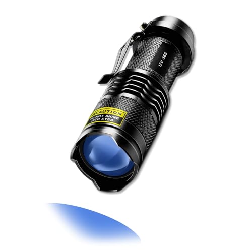 METII Mini UV Flashlight 365nm - Lightweight, Portable, and Zoomable, Ideal for Detecting Anti-counterfeiting, Fluorescent Agents, and More - Batteries Not Included