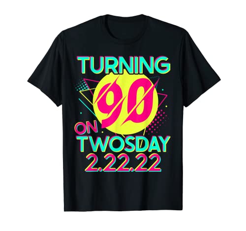 Turning 90 on Twosday Tuesday 2 22 22 Feb 22 2022 90yo Bday T-Shirt