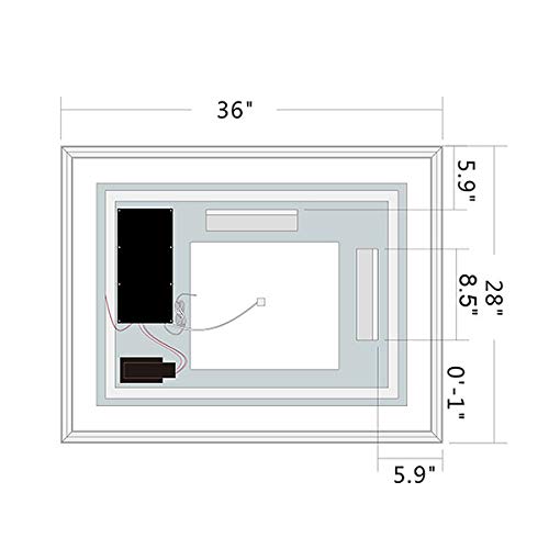 Decoraport 36 X 28 Inch Led Bathroom Backlit Mirror, Dimmable Lighted Bathroom Vanity Mirror With Touch Button, Mounted Anti-Fog Makeup Mirror For Wall (Vertical/Horizontal) #TOP7