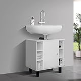 Photo Gallery ml-design mobile base per lavabo per il bagno bianco 60x54x32cm armadio salvaspazio per lavandino con 6 ripiani ampio spazio di stoccaggio mobiletto pratico truciolato mdf facile da montare e pulire