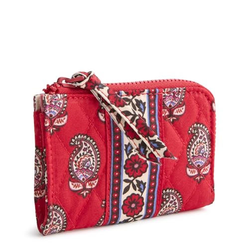 Premium Cotton Zip Card Pouch, Flowering Paisley Goji Berry, One Size