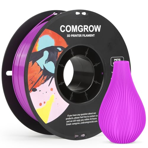 Comgrow PETG 3D Printer Filament 1.75mm, High Precision and Tough 3D Printer Filament 1kg (2.2LBS), Dimensional Accuracy +/- 0.02 mm, Fit Most 3D Printers Purple