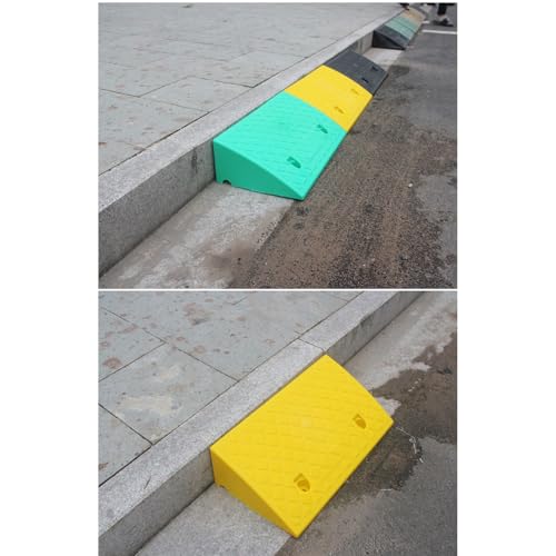 Rampa de umbral de plástico, rampa para puertas con superficie antideslizante, resistente al frío y calor, adecuada para sillas de ruedas y scooters (2 piezas) color amarillo 50 x 22 x 5 cm miniatura 3