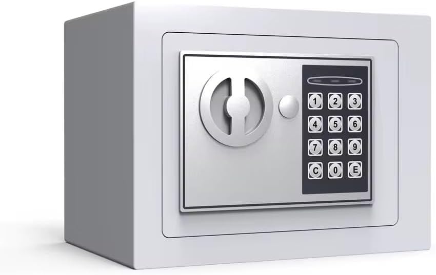 Cassaforte Elettronica da Muro, Bianca, 23x17x17cm, con Chiavi di Emergenza, Bulloni Solidi, Pulsante Reset (bianco)