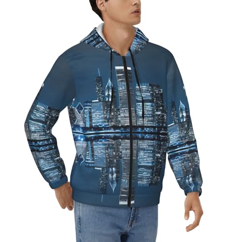 Sweat-shirt épais pour homme Chicago Reflected veste à capuche fermeture éclair du S au 3XL