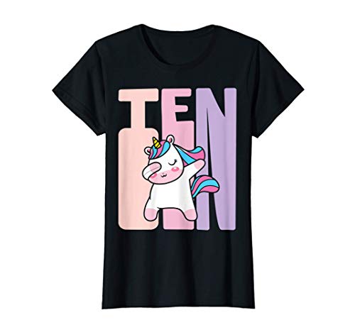 10 Años Cumpleaños Retro Unicorn Chicas Unicornio Niña Camiseta