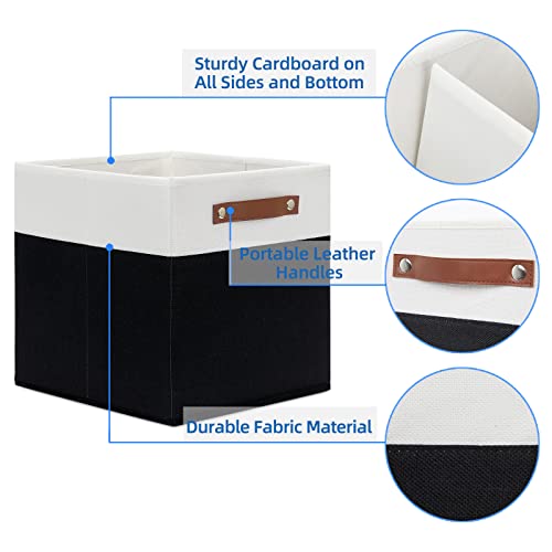 Temary Foldable Storage Cubes Set of 4 - Organizers with Handles, Decorative Storage Boxes for Home, Office (White&Black) by Temary - Used condition - Image 3