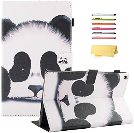 Kindle Fire HD 10 10.1 inch Tablet 2019 2017 Case 9th/7th Generation,UUcovers Smart Folio Stand PU leather TPU Back Magnetic Wallet with Stylus Pencil Holder Card Slots [Auto Wake/Sleep], Black Panda