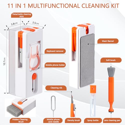 Vinabo 11 en 1 Kit de Nettoyage Clavier, Kit Nettoyage pour AirPods, Keyboard Cleaner avec Brosse, Kit Nettoyage Multifonctionnelle pour Tablette, Téléphones, Laptop, Écouteur Bluetooth, Caméra – Image 3