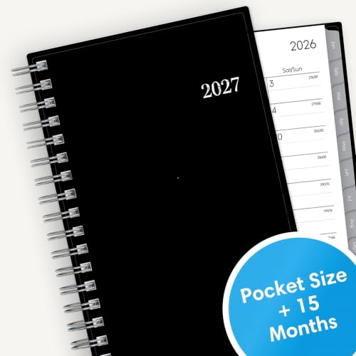 Image of Blue Sky 2027 15-Month Weekly and Monthly Mini Planner Calendar, Includes October 2026 - December 2027, 3.625 inch x 6.125 inch, Flexible Cover, Wirebound, Laminated Tabs, Enterprise (Pack of 2)