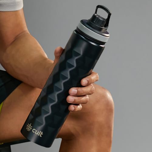 Image of CULT Stainless Steel Water Bottle 1 Litre with Diamond Sports Cap - Durable, Leakproof, Rust-Resistant, Easy to Clean, Lightweight & Portable - Stylish Black