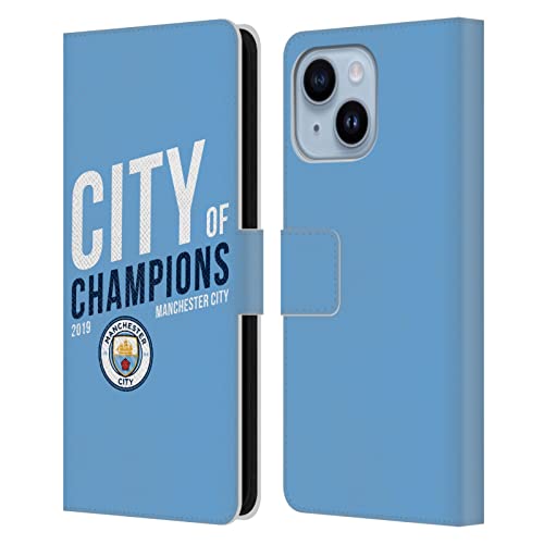 Étui Manchester City iPhone 14 Plus protection portefeuille cuir bleu