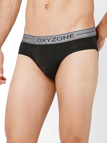 Image of OXYZONE Men's Modal Solid Brief with Sweat-Absorbent & Anti-Odour Fabric, Lightweight, Tag-Free, Breathable Innerwear with Outer Soft Waistband