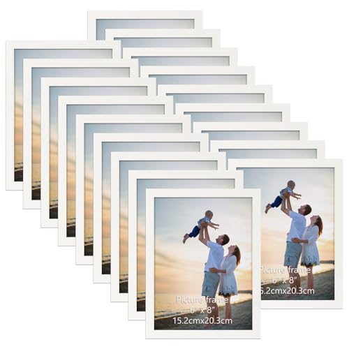 EYMPEU Juego de 18 Marcos de Fotos 15x20 cm, Blanco Marco Fotos 15x20 para Colgar en la Pared o Sobre la Mesa