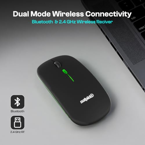 Image of Rechargeable Wireless Mouse with Bluetooth & 2.4GHz, Black | Ultra Slim 11 mm Design,Built-in Rechargeable Battery with USB Type-C Charging for Long-Lasting Wireless Performance