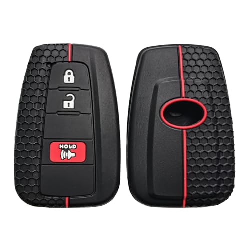 Happyit Silicone Car Key Shell Case Cover Compatible with Toyota Camry RAV4 Highlander Avalon C-HR Prius Corolla GT86 3 Buttons