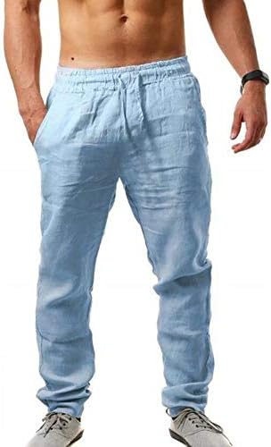 MorwenVeo Men's Linen Pants Casual Long Pants - Loose Lightweight Drawstring Yoga Beach Trousers Casual Trousers - 6 Colors