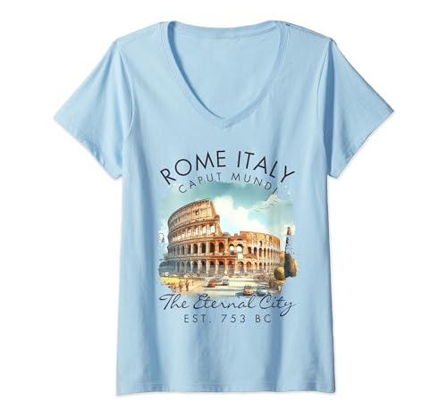 Womens Roma Italy Travel Rome Italy Caput Mundi The Eternal City V-Neck T-Shirt