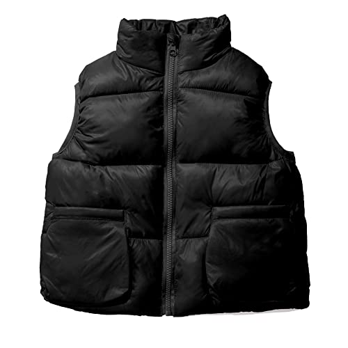 Ueloop Kids 2022 Winter Fall Spring Warm Puffer Vest With Pockets Sleeveless Waterproof Dirt Resistant Light Zip Up Jacket For Boys Girls Size 4T 4 Year Old Black #TOP28