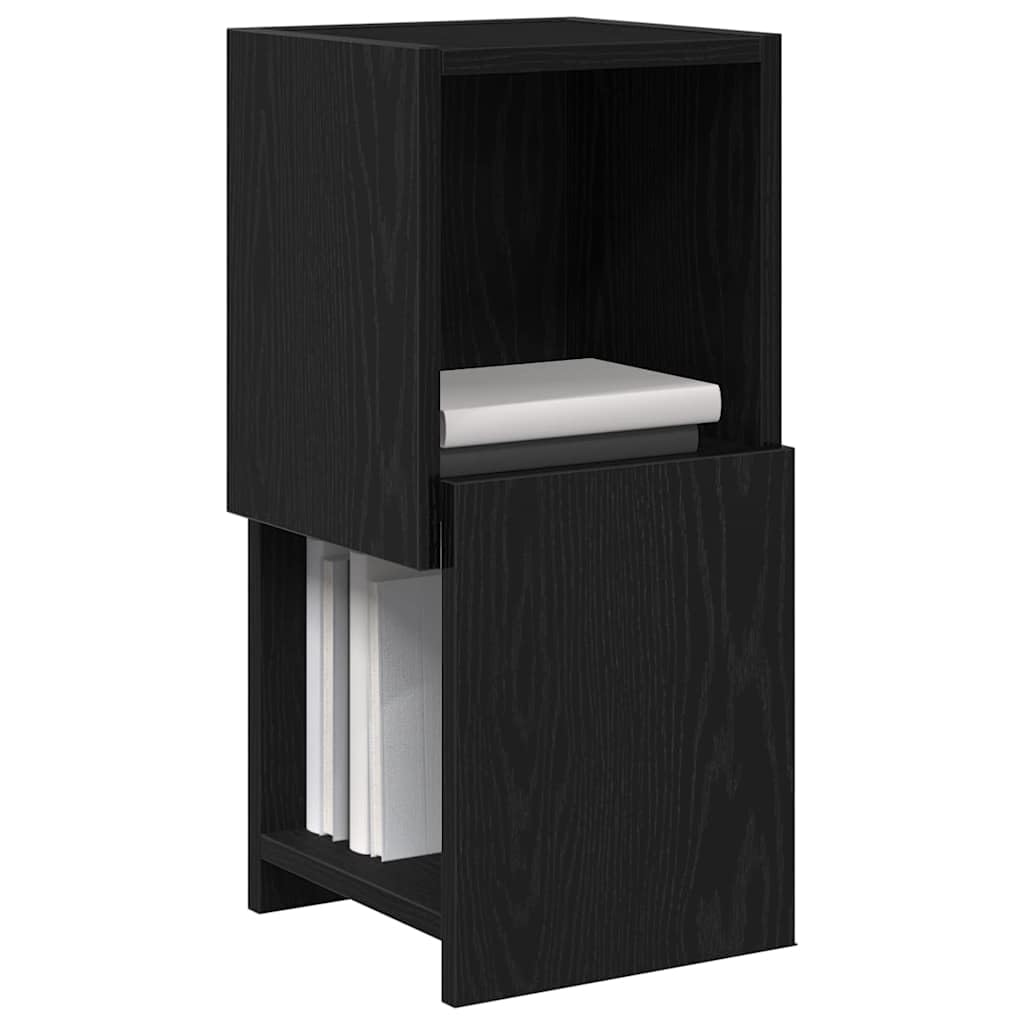 Hothingwell Szafka narożna dębowa czarna 25,5 x 25 x 55 cm z drewna inżynieryjnego, nowoczesna półka narożna z matowym wykończeniem, oszczędność miejsca do salonu, książek i dekoracji, mocowanie