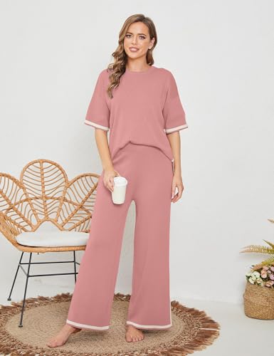 Image of TIGMA Women Casual Summer co ords Set Track Suit Oversized Top Baggy Pant,Top and Pajama Set