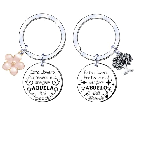AIMINI 2pcs Llavero La mejor Abuela y Abuelo Llavero Regalo para Abuelos Regalos Cumpleaños Regalos Aniversario Regalos Navidad Lo más adecuado para dar a los abuelos (2)