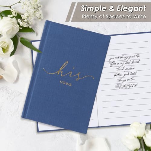 Image of Wedding Vow Books With Gold Foil Lettering, Hard Cover His and Hers Vow Books, Canvas Linen Foil Embossed Wedding Ceremony Vow Books - A Beautiful Addition For The Wedding Day, 56 Pages, 5.9 inch X 3.9 inch
