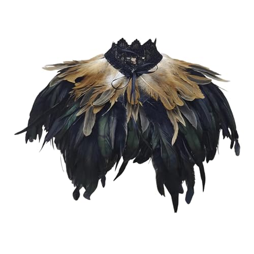 Écharpe gothique en plumes accessoire de scène femme pour bal costumé