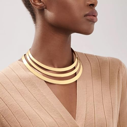 Long tiantian Chunky Gold Necklace Gold Necklace for Women Dainty Statement Choker Necklaces for Woman Exaggerated Ethnic Big Statement Necklaces Vintage Costumes Accessories for Women2