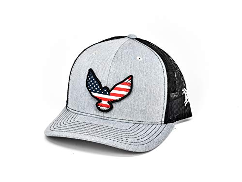 Branded Bills  Freedom Eagle Rogue  PVC Patch Hat Curved Trucker - One Size Fits All (Heather Grey Black)