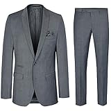 Seitenschlitze Paul Malone Herren Anzug grau Stretch - Slim Fit - Herrenanzug 2-teilig Sakko und Hose Gr. 24