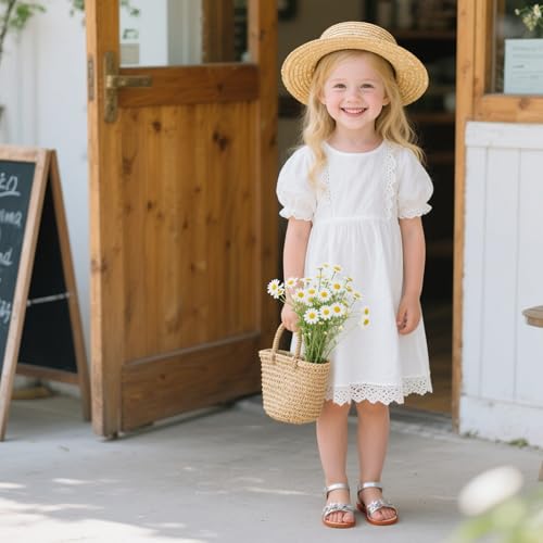 Image of Otter MOMO Girls Open Toe Princess Flat Sandals with Comfort Sole Summer Sandals
