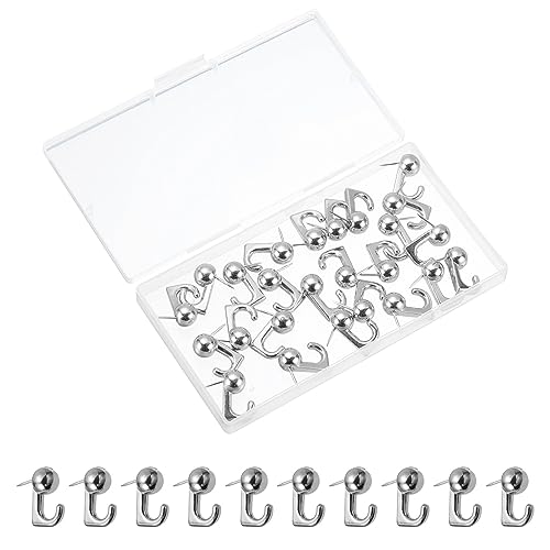Image of uxcell Picture Hanging Hooks, 25pcs 20 Lbs - Zinc Alloy Hangers Nails, Push Pins for Hanging on Home Office Wooden or Fabric Wall (Silver)