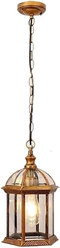 Lamp Outdoor Hanging Lantern Light, Loft Industrial Lights, Flush Mount Ceiling Chandelier Lighting, Ip54 Waterproof Outside Lights, E27 Aluminum Glass Lampshade Φ21Cm [Energy Cl