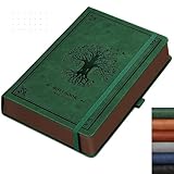RETTACY Notizbuch A5 Dotted, Leder-Hardcove Bullet Journal mit 320 Seiten, 100 g/m² Papier Durchdruckfrei, für Bullet Journaling/Skizzen, 14.5x21cm, Dunkelgrün