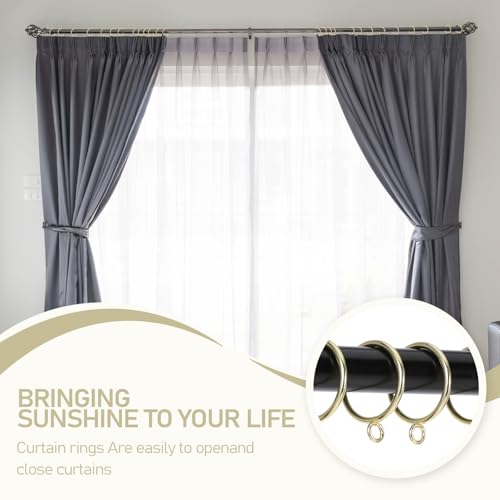 48 Pack Gold Curtain Rings 1.5 Inch Inner Diameter Curtain Clips with Eyelets Gold Metal Drapery Rings for Pinch Pleat Curtains, Fits Up to 1 1/4-Inch Rod