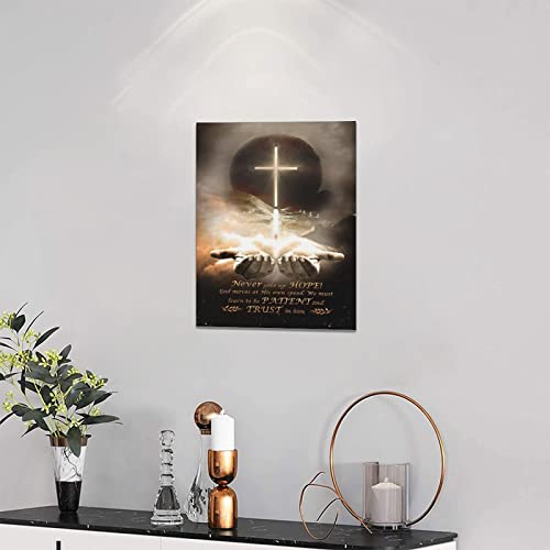 Christian Wall Art Hand Of God Quotes Wall Decor Cross Canvas Religious Jesus Painting Black Pictures Canvas Prints Motivational Framed Modern Artwork For Home Living Room Bedroom Bathroom 12"X16" #TOP1