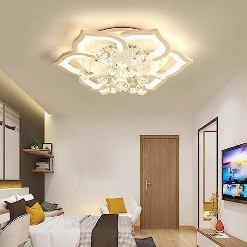 Plafonnier cristal LED de luxe en forme de fleur acrylique à intensité variable - 2