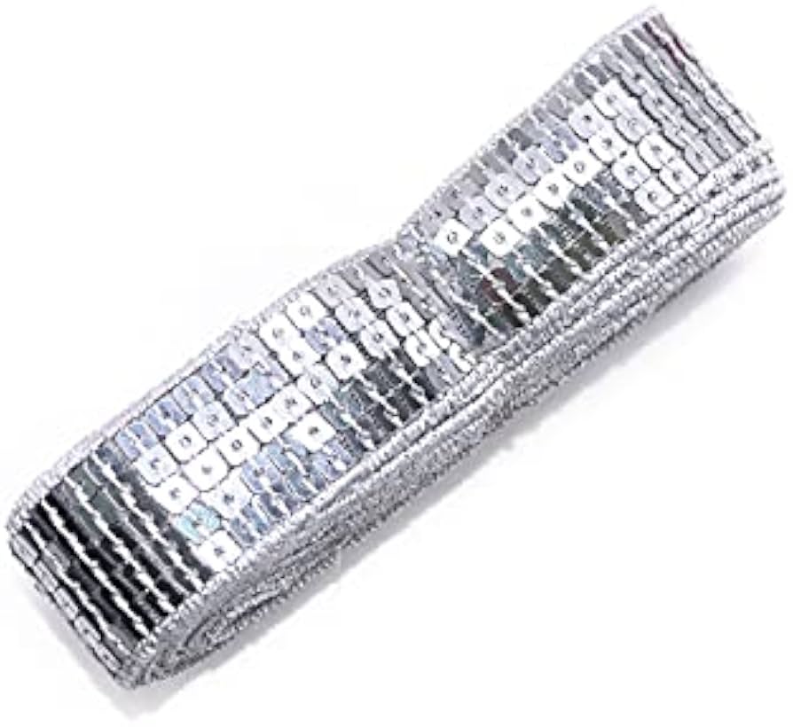 URROMA Nastro Con Paillettes Argentate – Piatto, Larghezza 0,6 Cm, Lunghezza Totale 18,1 Metri (2 Rotoli Da 9m) - 5