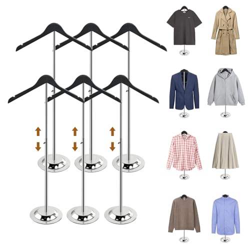 Adjustable Shirt Display Stand 6 Pcs, 20-35 Inch Height Tshirt Display Stand for Vendors, Wooden T Shirt Mannequin Display Shirts, Jacket, Coat at Clothing Vendor Events, Trade Fair, Trade Show(Black)