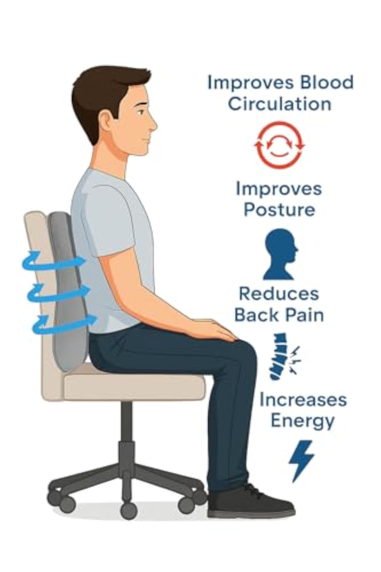Memory Foam Lumbar Support Cushion for Car, Ergonomic Back Support