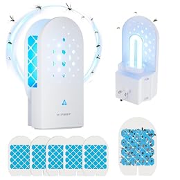 X-PEST Fly Trap Indoor, Gnat Traps with Light Tube, Plug in to Catch Flying Insects, Like Flies, Fruit Flies, Moths, Mosquitoes- Fly Zapper for Indoor Area Use (1 Device+5 Glue Boards)