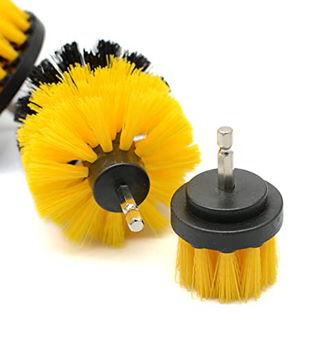 3 Pcs 3 Size Yellow Drill Brush Set, Power Scrubber Cleaning Brush For Bathroom And Home Supplies(Yellow, 3Pcs) #TOP3