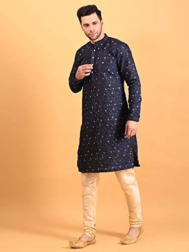 Image of Uri and MacKenzie Embroidery Silk Men's Kurta Pyjama Set