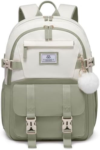LOVEVOOK Schulrucksack Teenager Mädchen 10-18 Jahre mit Großem Flaschenfach | Rucksack Damen Multi-Tasche Schulranzen Schultasche, Wasserdicht School Bag 15,6 Zoll Laptop für Schul
