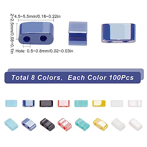 SUNNYCLUE 1 Box 800Pcs 8 Style 1/4 Tila Beads Double Hole Glass Beads Tile Bulk Glass Seed Mini Flat Spacer Loose for Jewelry Making DIY Craft Multi-Strand Embroidery Curtains Gift - Image 2